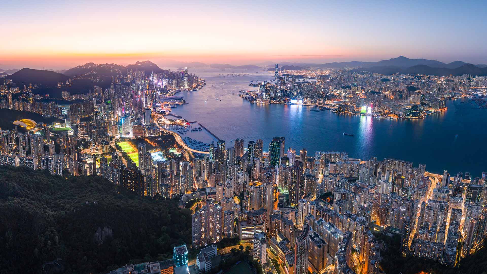 Hong Kong skyline over Victoria Harbour